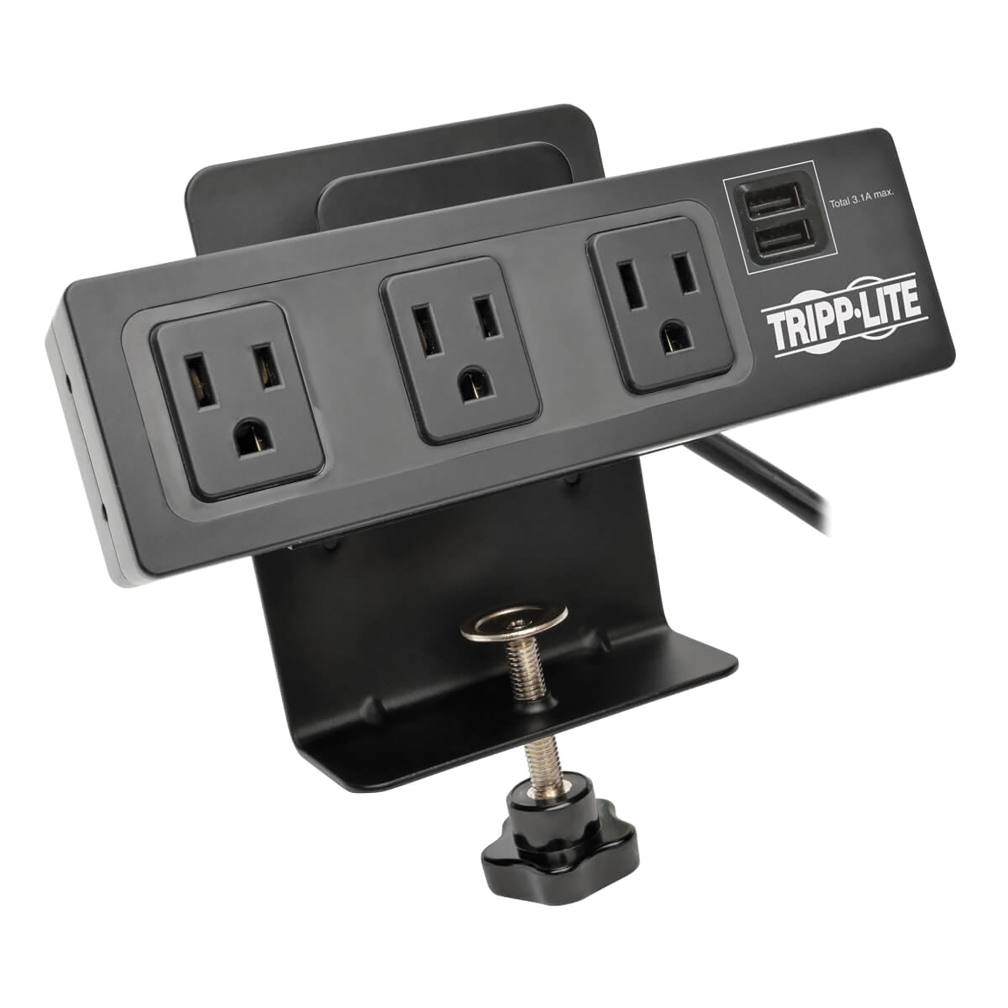 Tripp Lite Protect It!®, 3-Outlet Surge Protector, Cord Length 10 ft, Cable Gauge 14 Amps 15 Model# TLP310USBC